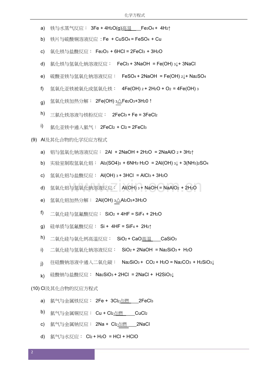 高中化学方程式大全(标准版).docx_第2页