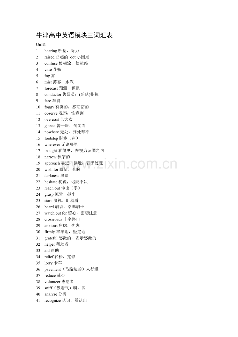 牛津高中英语模块三词汇表.doc_第1页