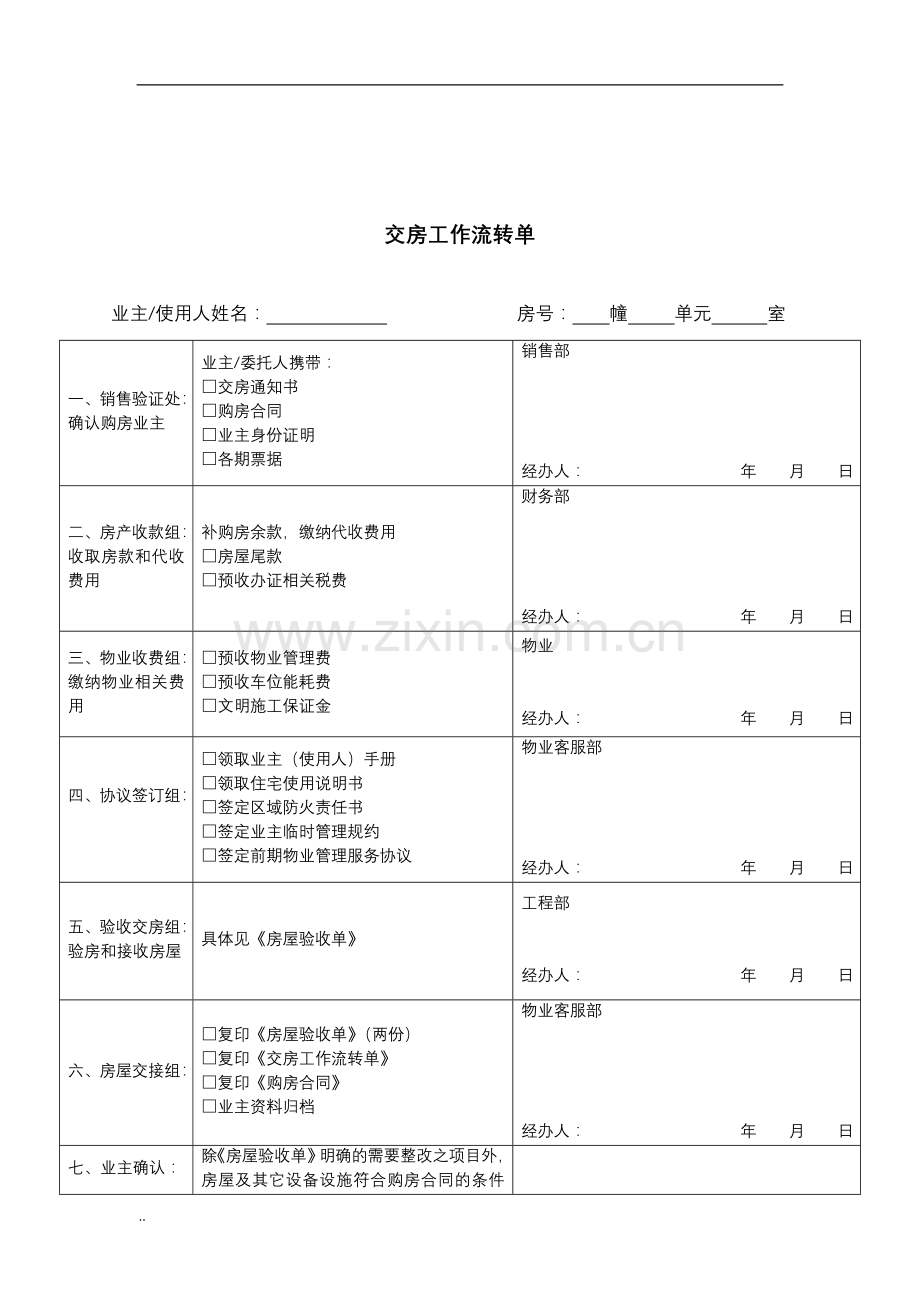 物业交房时所需表格汇总.doc_第2页