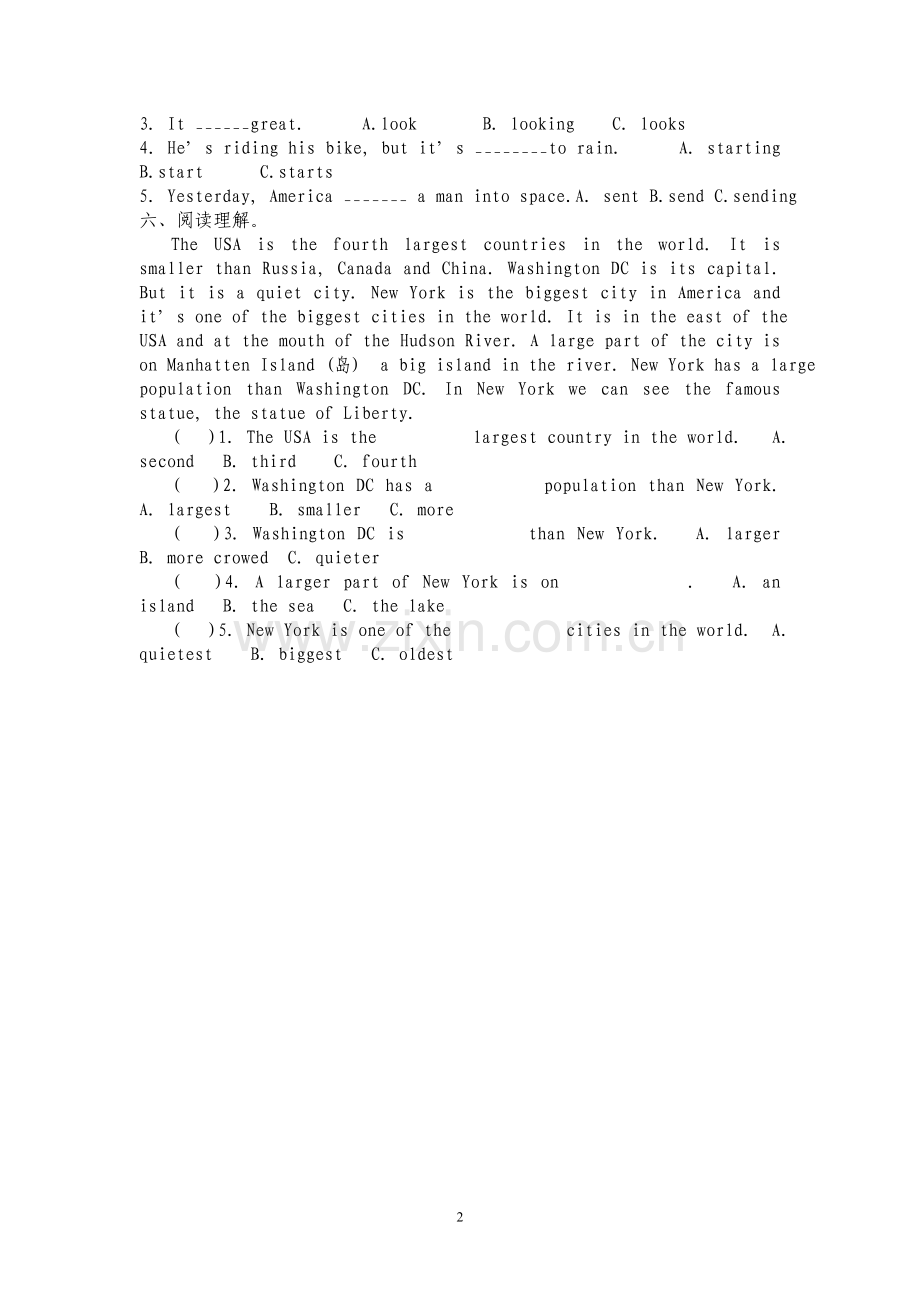 新标准英语六年级下册M5—M6单元测试题.doc_第2页