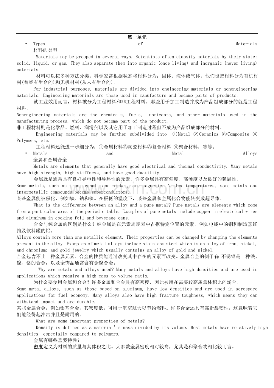 机械工程英语第二版--叶邦彦(机械工业出版社)--全本书翻译.doc_第1页