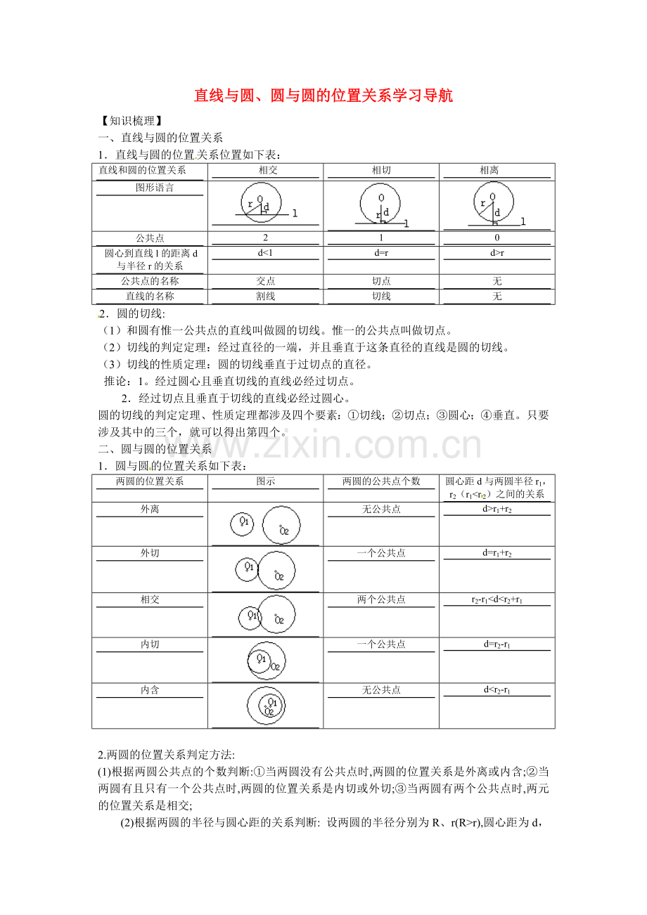 数学：2.3.4圆与圆的位置关系--学案一(新人教B版必修2).doc_第1页