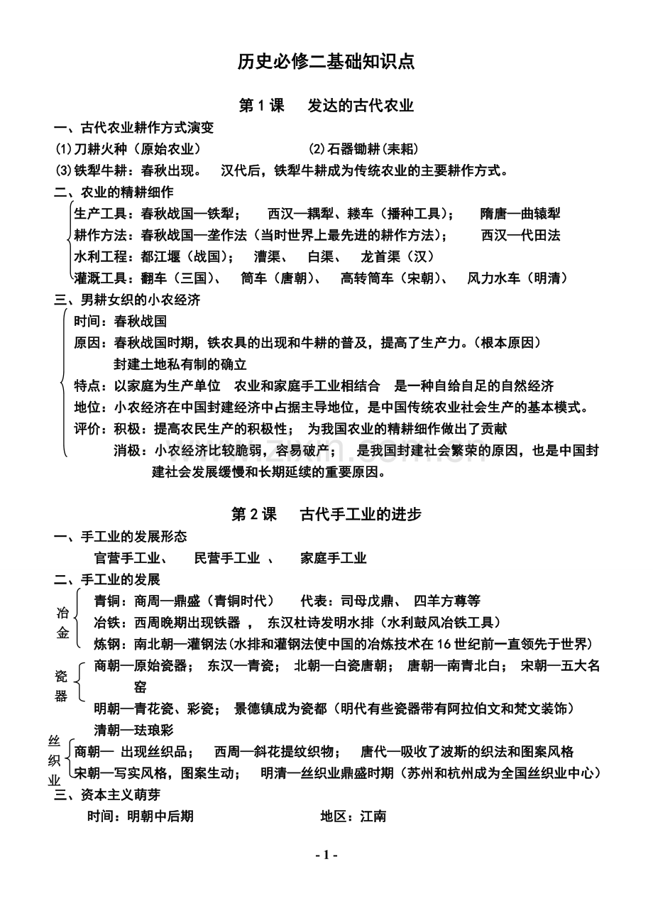 好人教版高一历史必修二知识点总结.doc_第1页