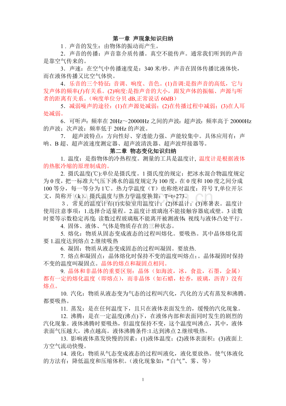 初中物理知识点总结(精简版).doc_第1页