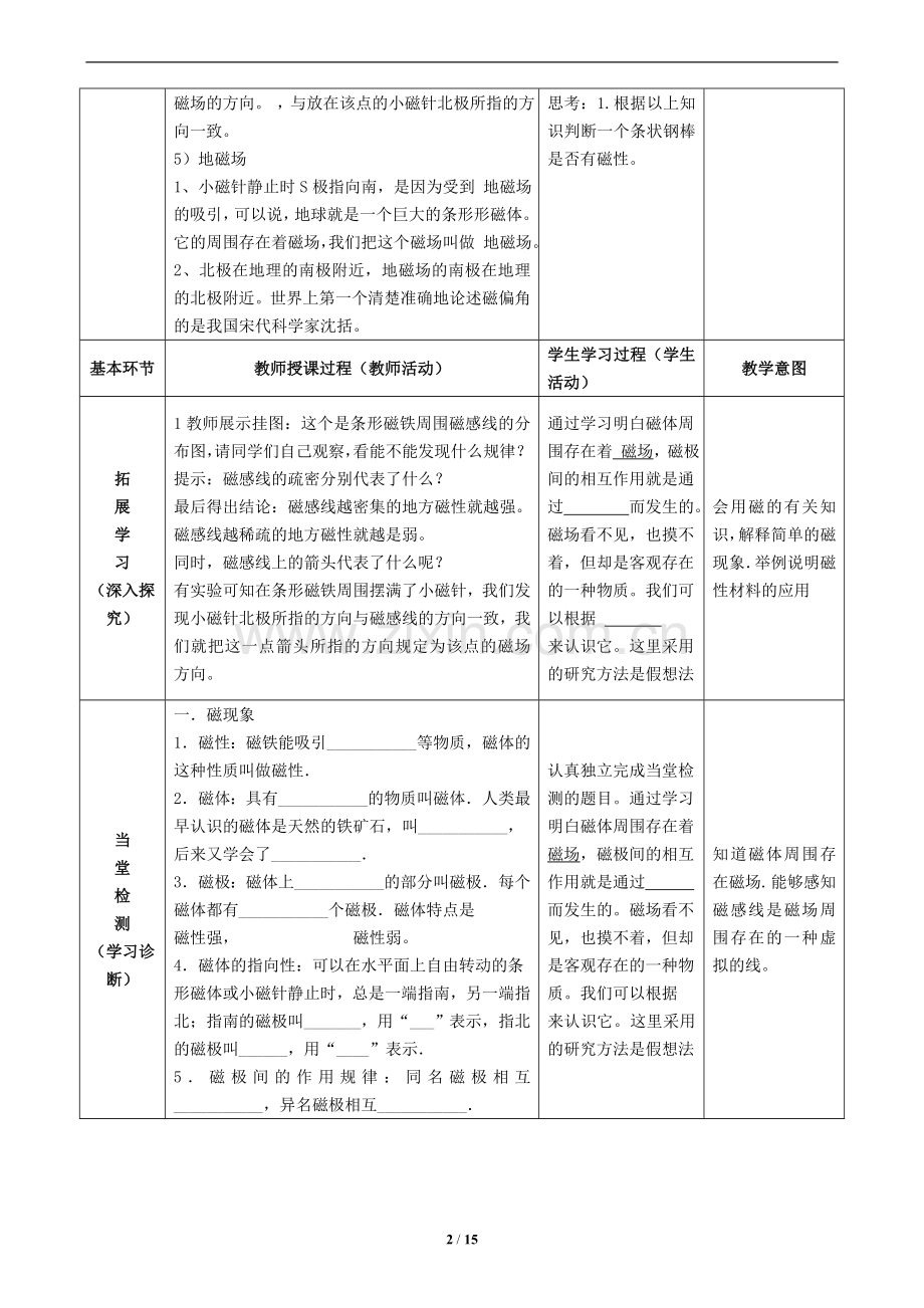 新人教版九年级物理第二十章电与磁教学设计.doc_第2页