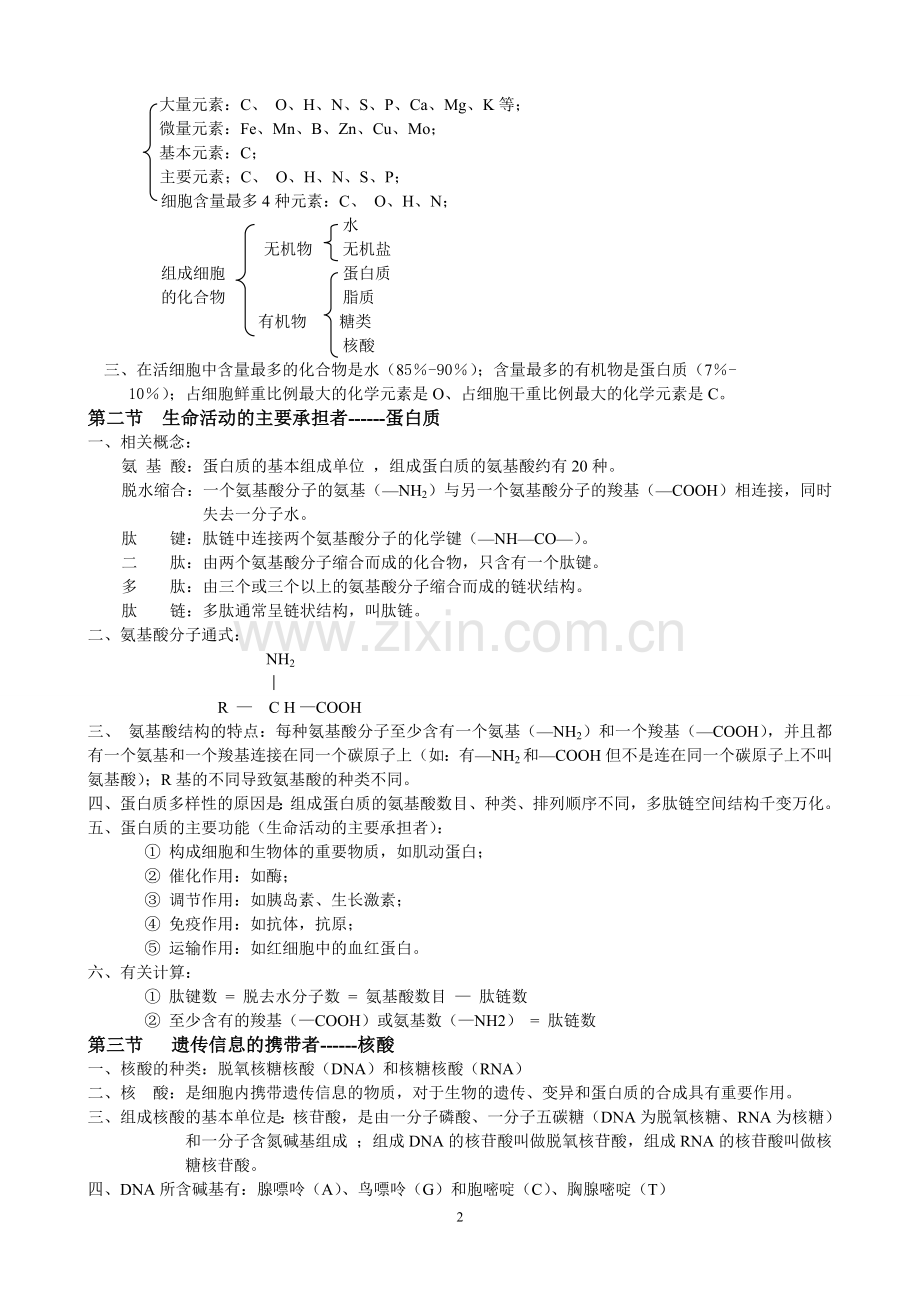 高中生物知识清单(必修全+选修3).doc_第2页