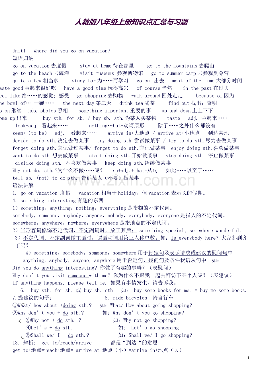 人教版八年级上册英语知识点总结.doc_第1页
