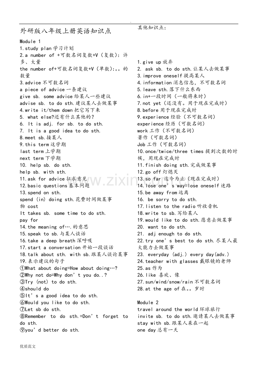 八年级外研版英语(上册)语法知识点汇总.doc_第1页