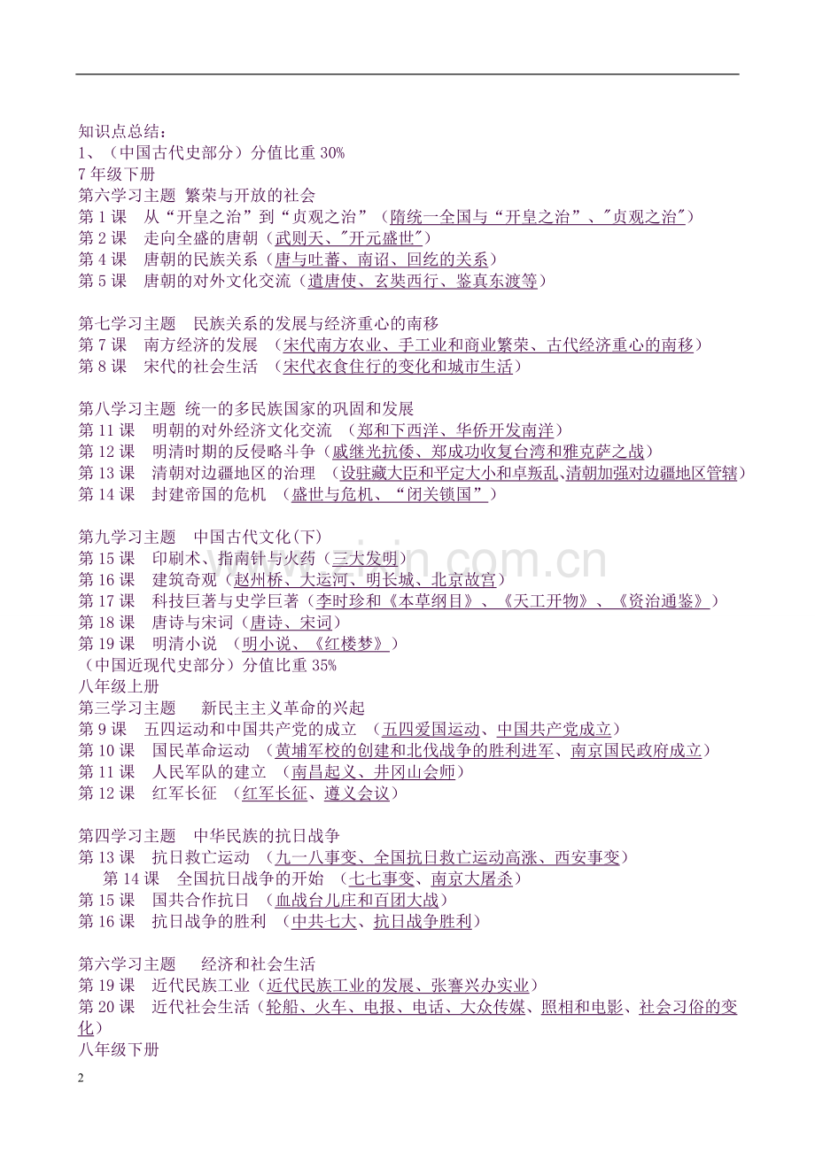 2018年重庆地区中考知识点汇总.doc_第2页