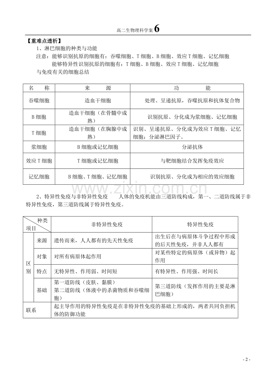 第四节免疫调节学案理科(附答案).doc_第2页