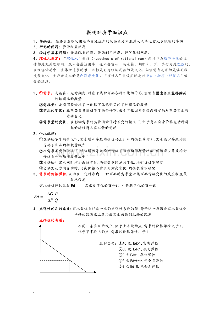 微观经济学重要知识点汇总.doc_第1页