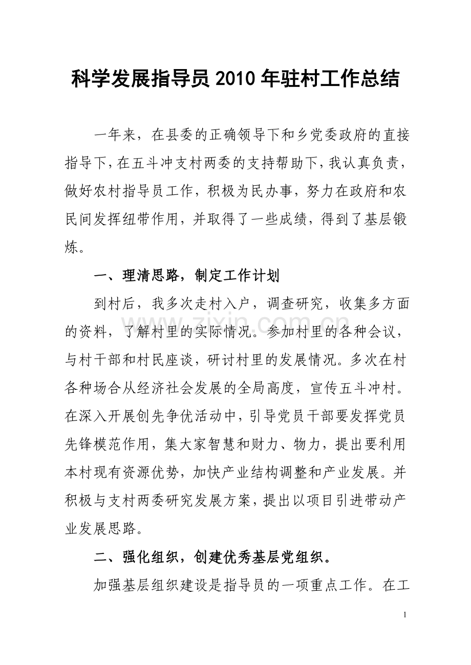 乡村党建指导员总结.doc_第1页