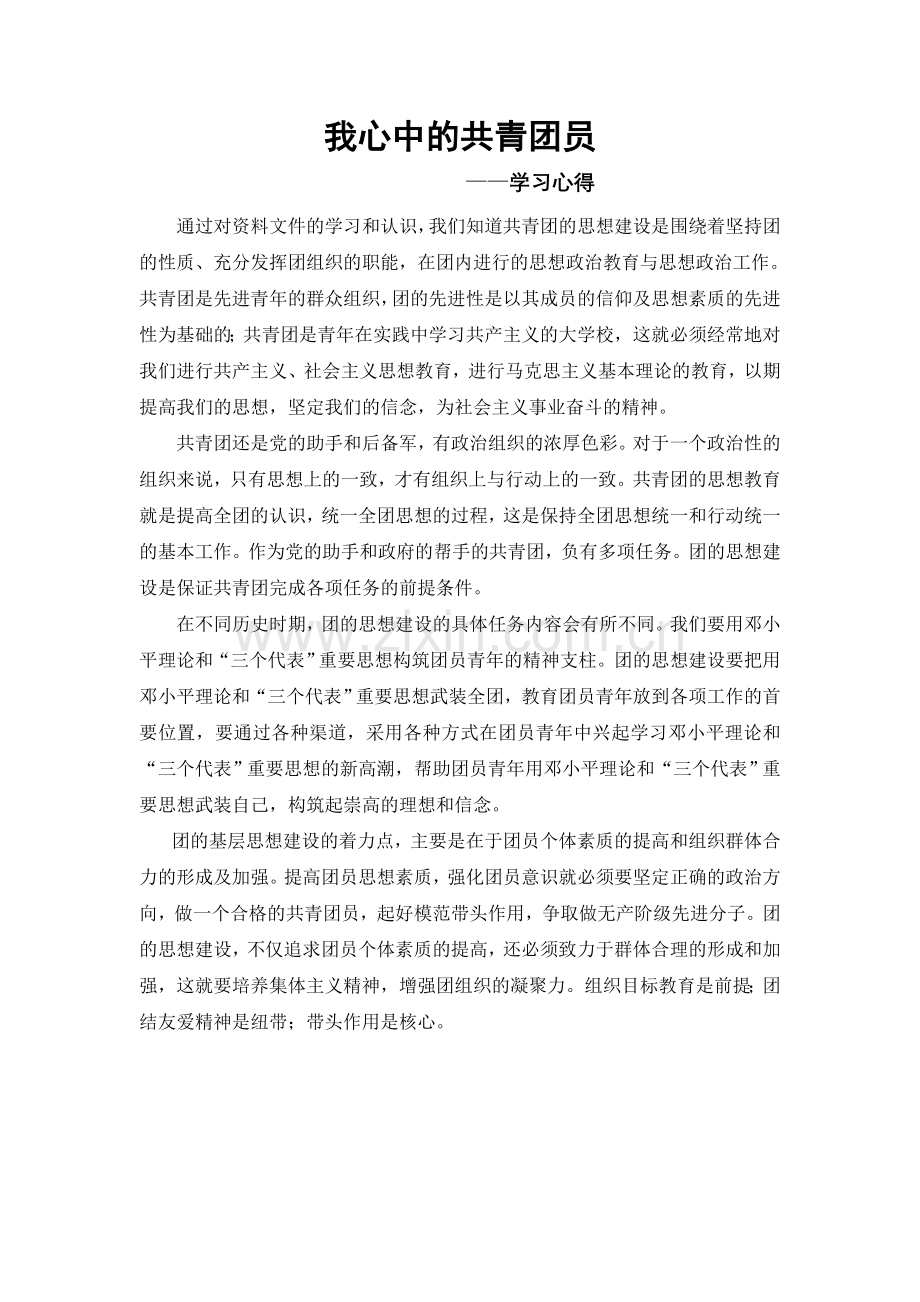 我心中的共青团员--读书笔记.doc_第1页