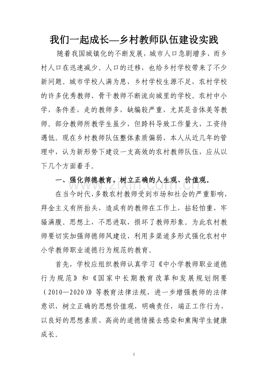 我们一起成长—乡村教师队伍建设实践.doc_第1页