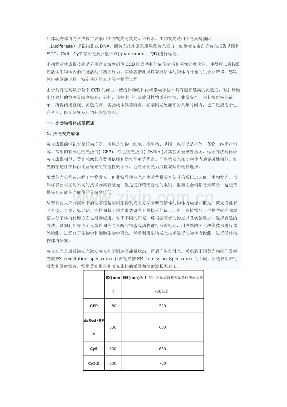 小动物活体成像技术的原理及操作方法.doc_第1页