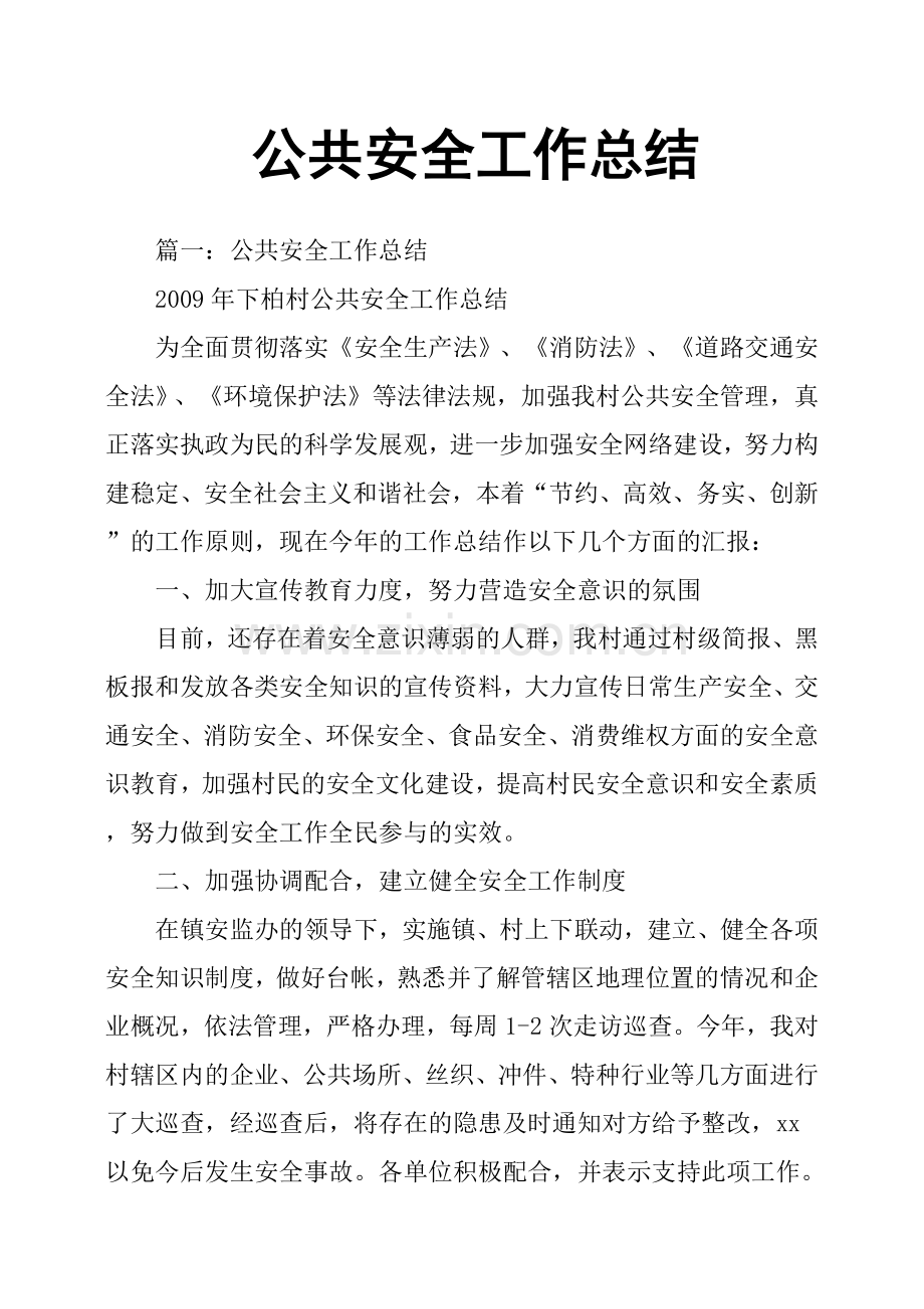 公共安全工作总结.doc_第1页