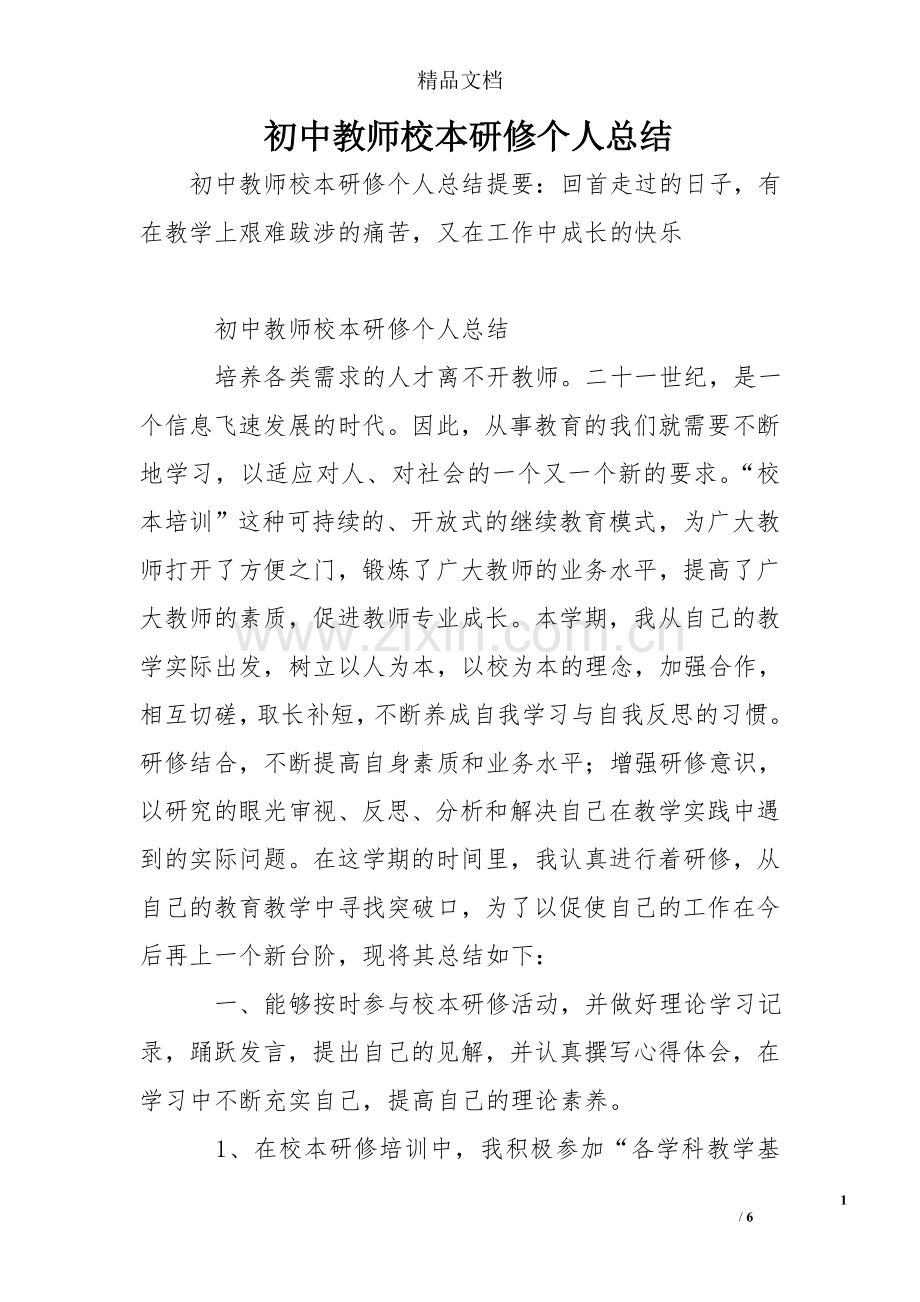 初中教师校本研修个人总结.doc_第1页