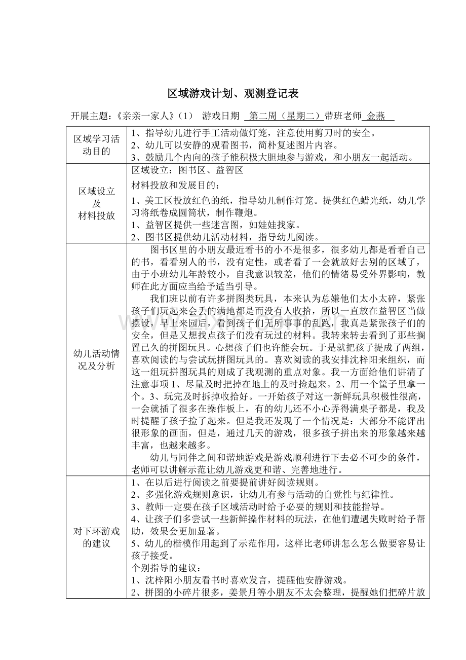 小班下学期区域游戏记录.doc_第2页