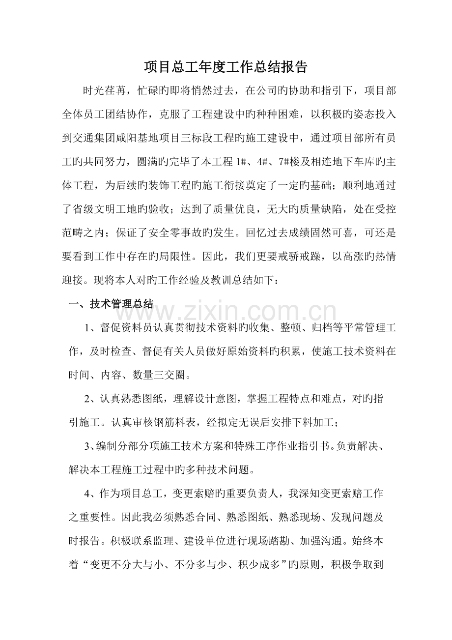项目总工年度工作总结.doc_第1页