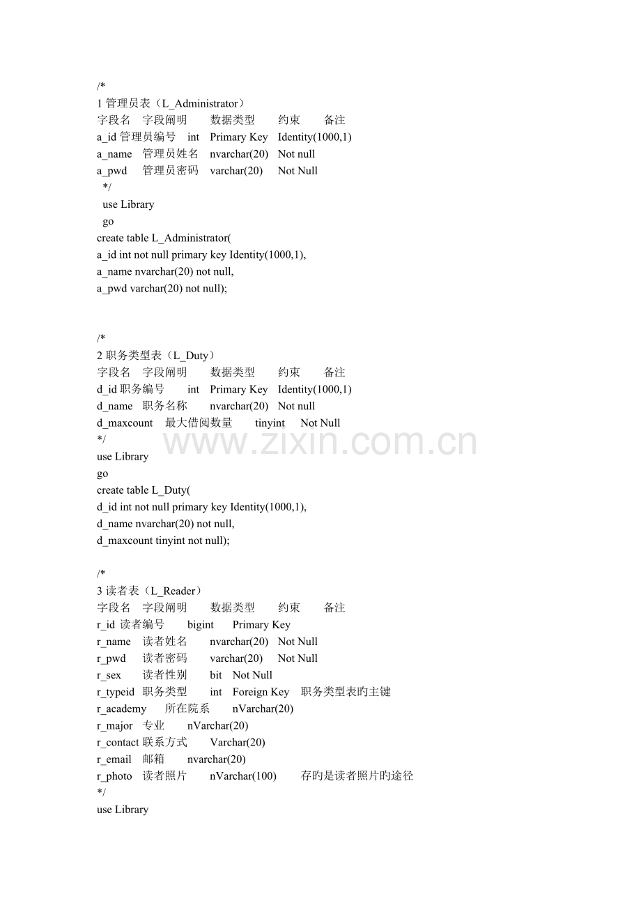 图书管理系统创建数据库和表.doc_第1页