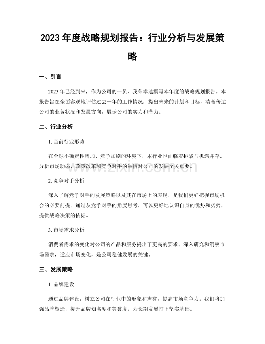 2023年度战略规划报告：行业分析与发展策略.docx_第1页