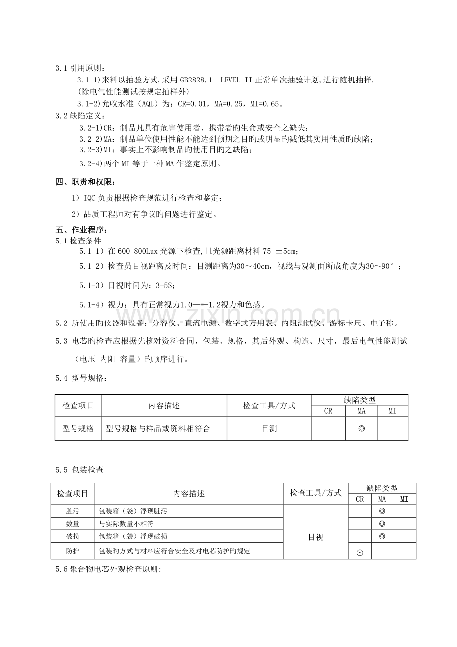 YJY-0130502-聚合物锂电池检验标准.doc_第2页