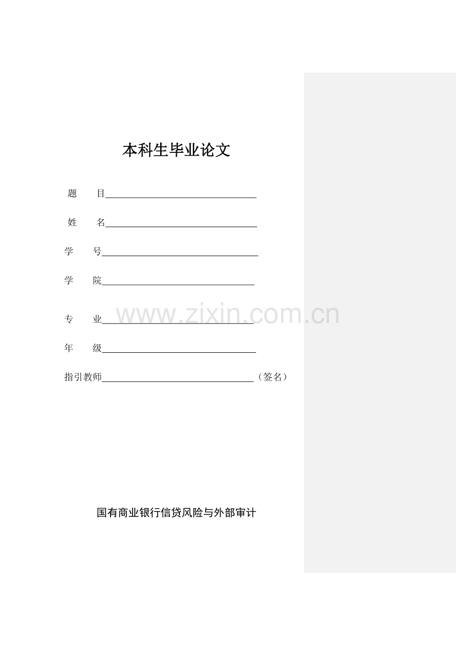 0520国有商业银行信贷风险与外部审计.doc_第1页