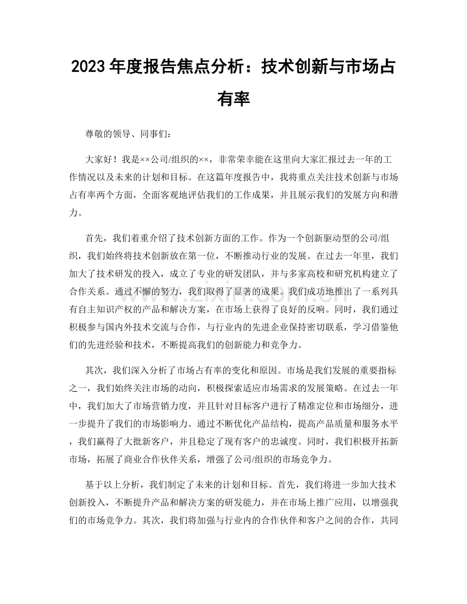 2023年度报告焦点分析：技术创新与市场占有率.docx_第1页