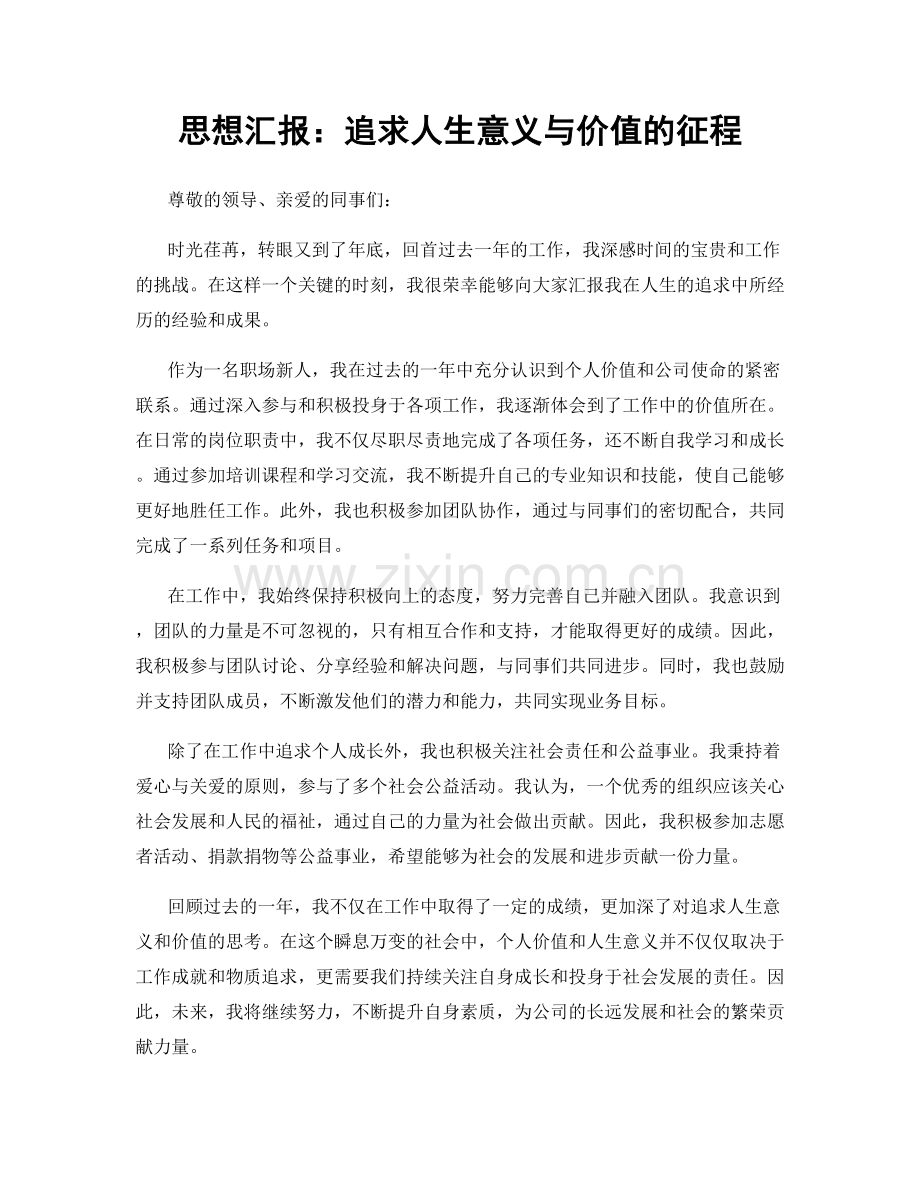 思想汇报：追求人生意义与价值的征程.docx_第1页