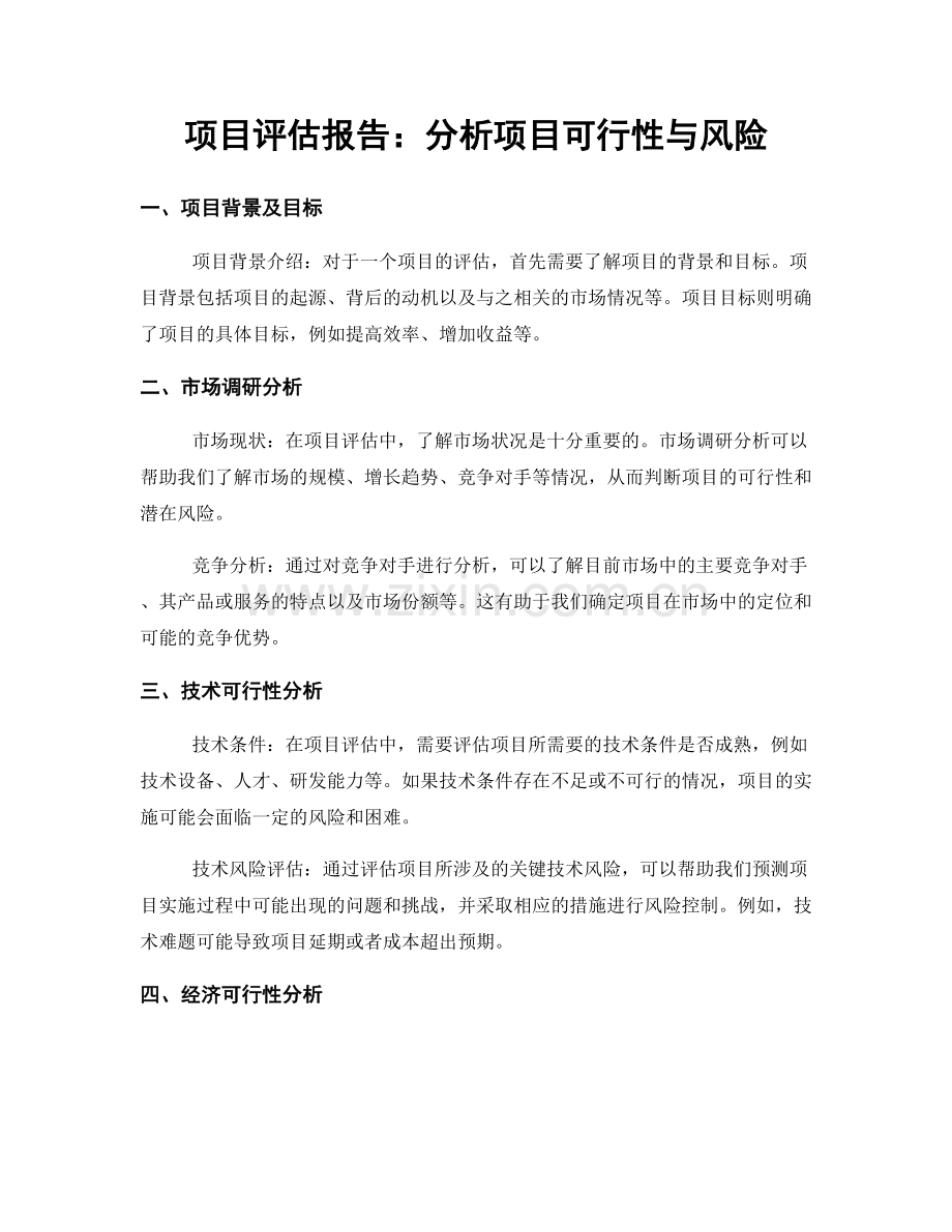 项目评估报告：分析项目可行性与风险.docx_第1页