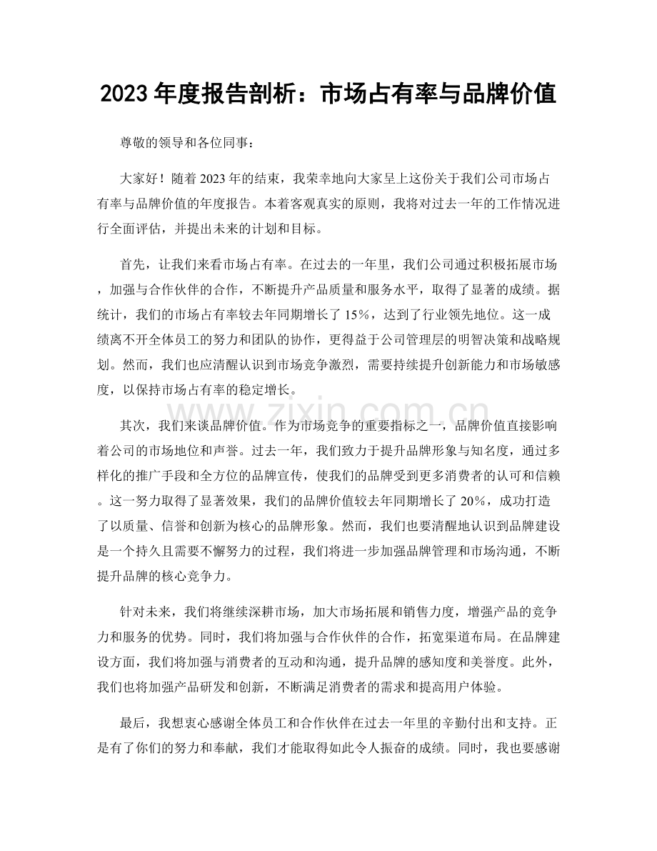 2023年度报告剖析：市场占有率与品牌价值.docx_第1页
