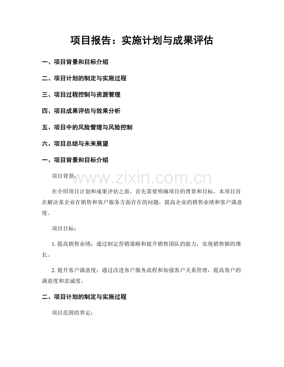 项目报告：实施计划与成果评估.docx_第1页