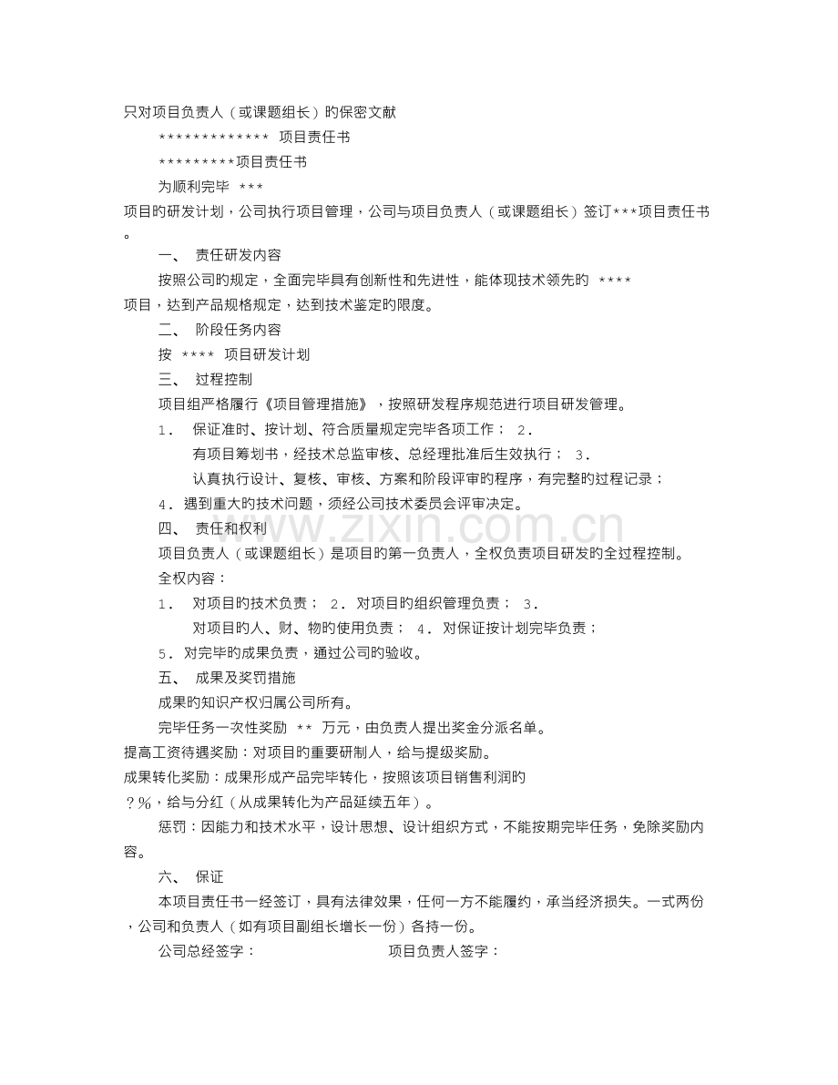 项目责任书.doc_第1页