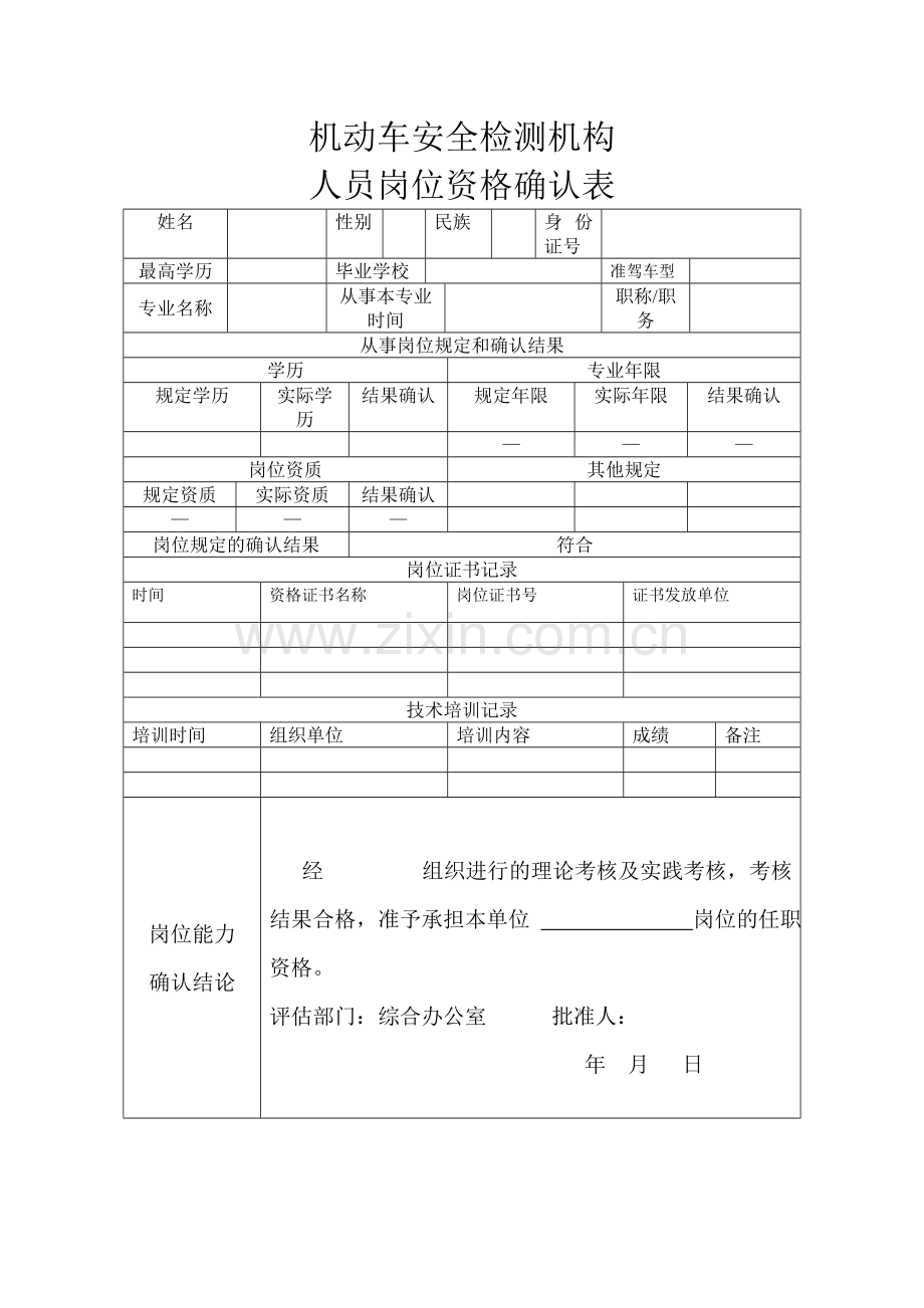 人员岗位确认表.doc_第1页