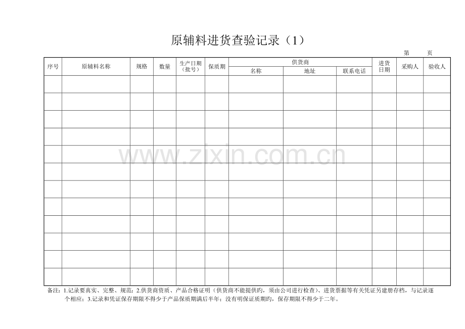 原辅料、食品添加剂及食品相关产品进货查验记录(一).doc_第2页
