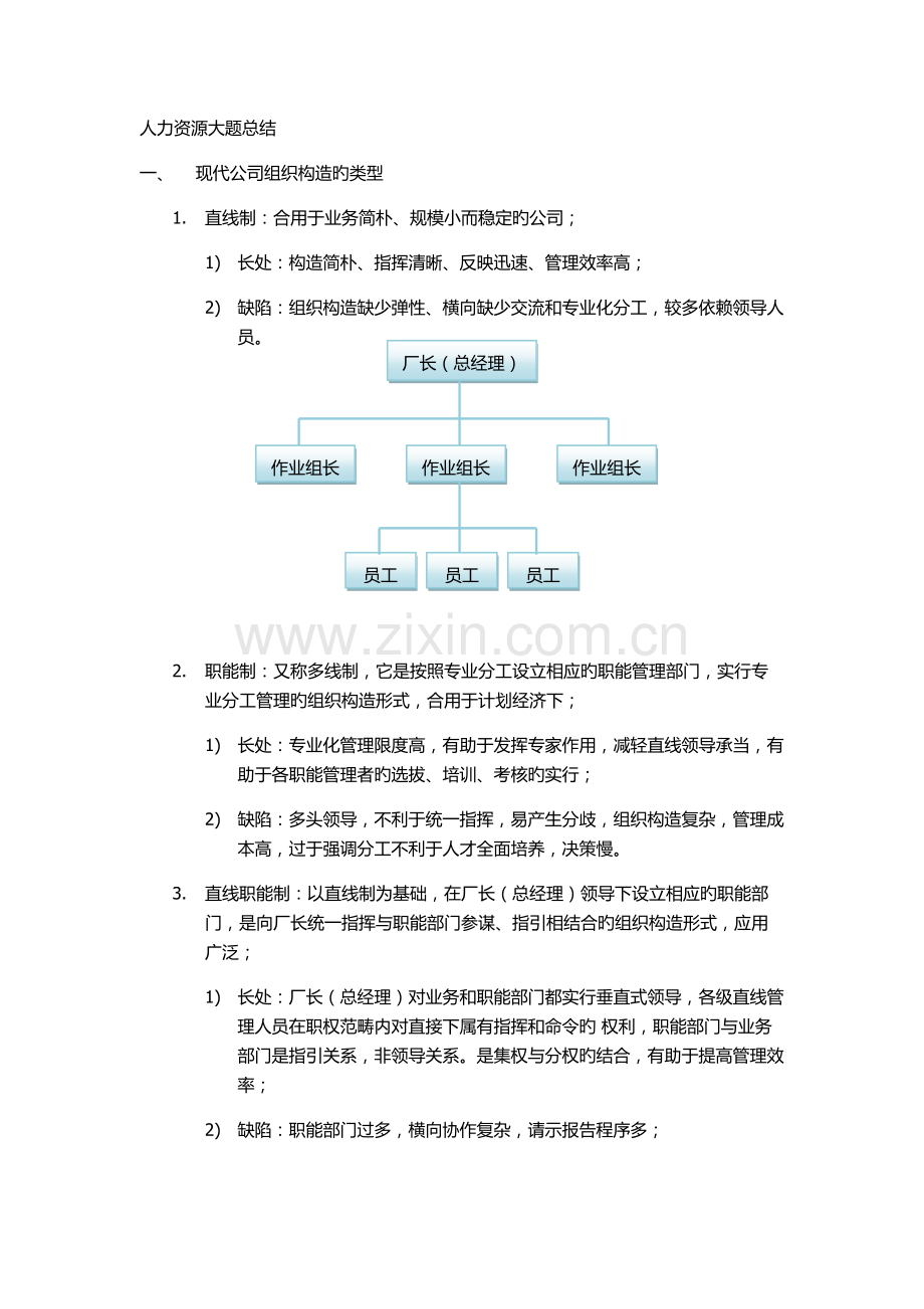 人力资源三级大题总结.docx_第1页