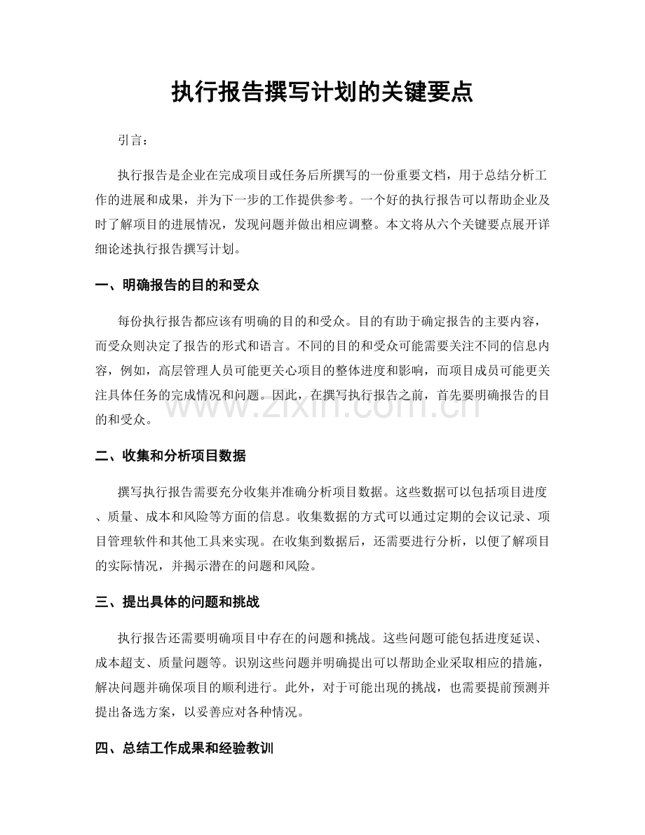 执行报告撰写计划的关键要点.docx_第1页