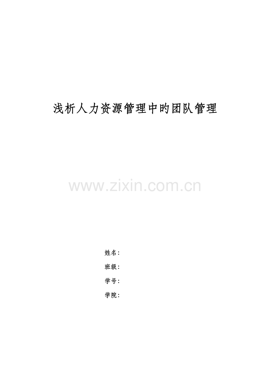 人力资源管理中的团队管理.doc_第1页