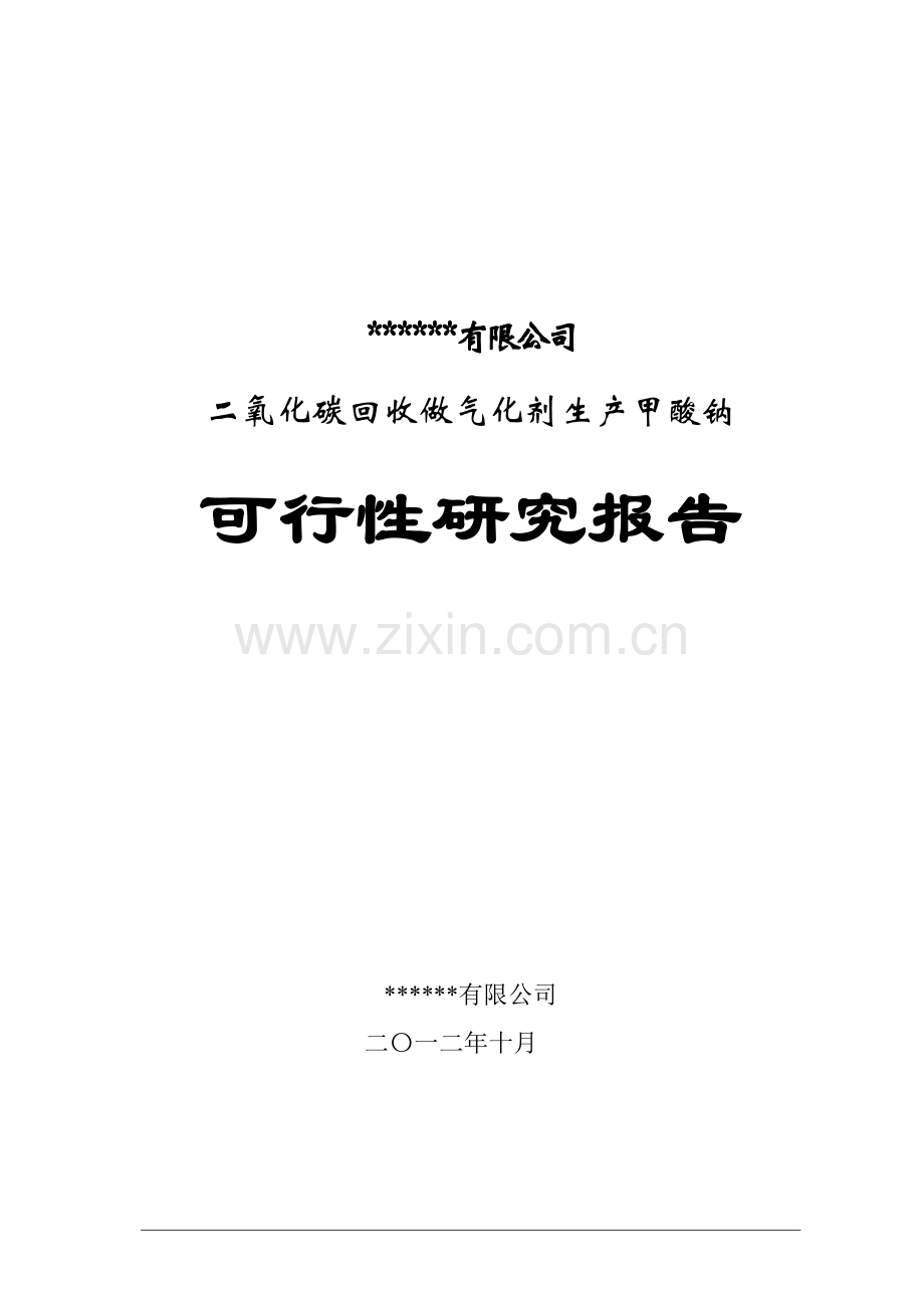 二氧化碳回收做气化生产甲酸钠可行性策划书.doc_第1页