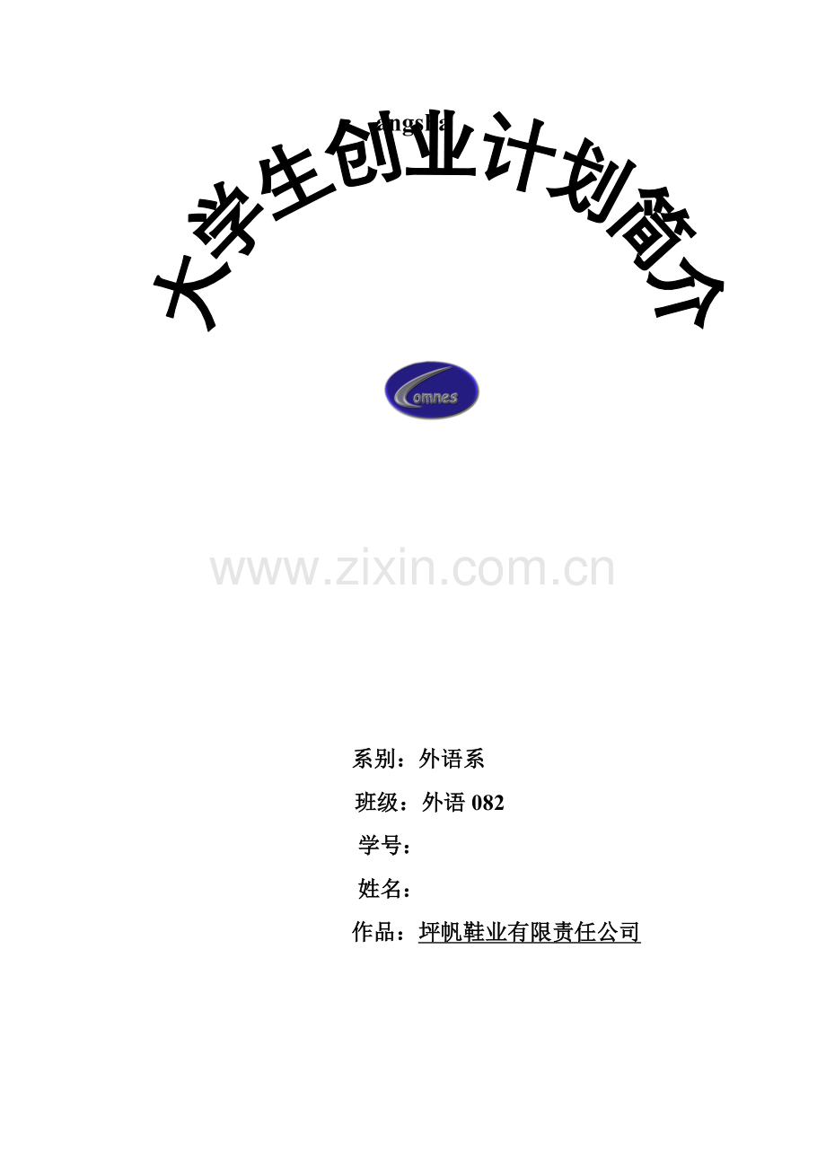 坪帆鞋业有限责任公司创业计划书.doc_第1页