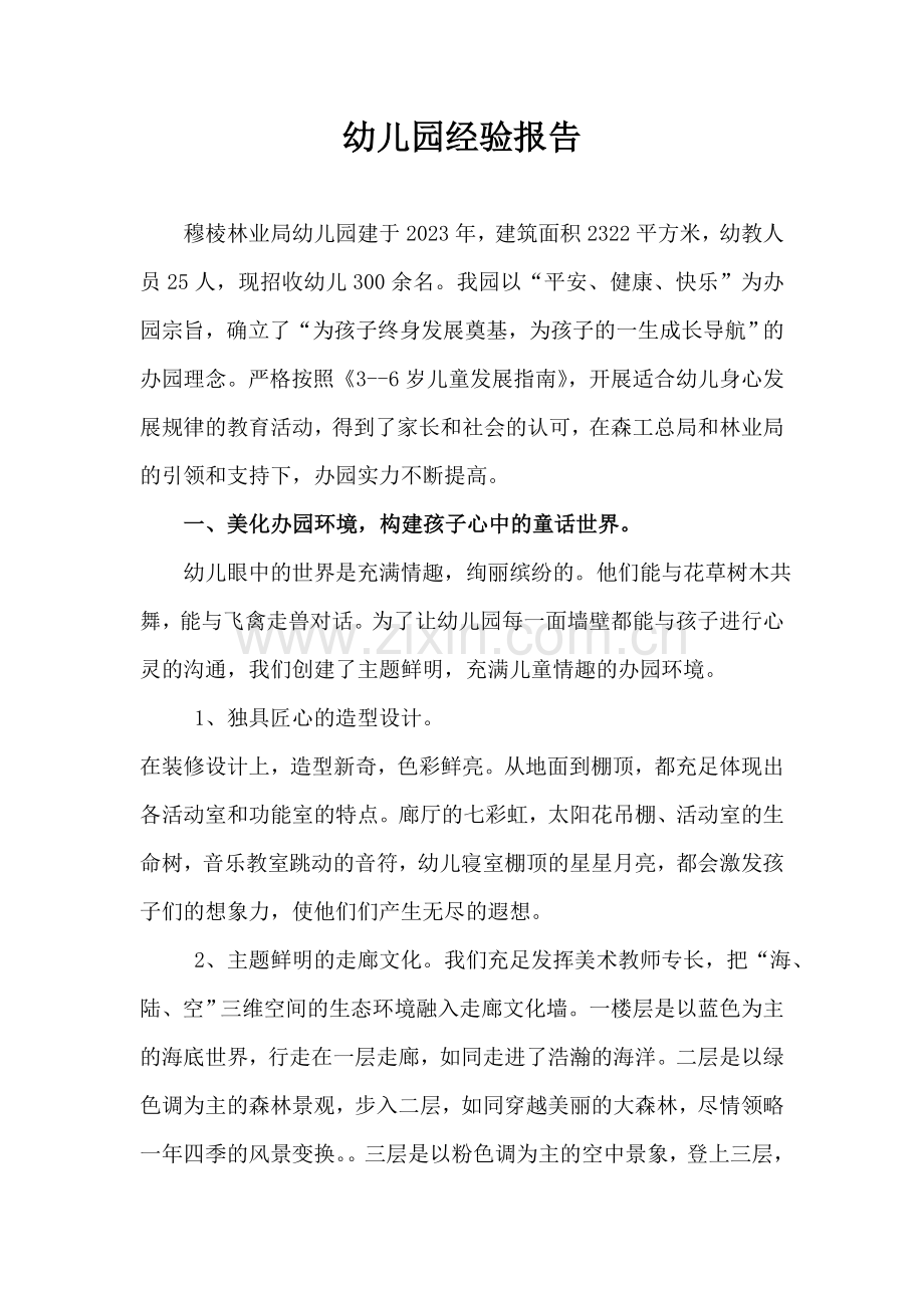 幼儿园经验汇报.doc_第1页