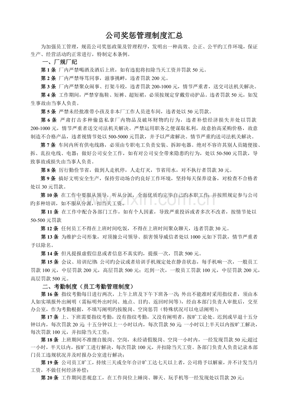 公司奖惩管理制度汇总.docx_第1页