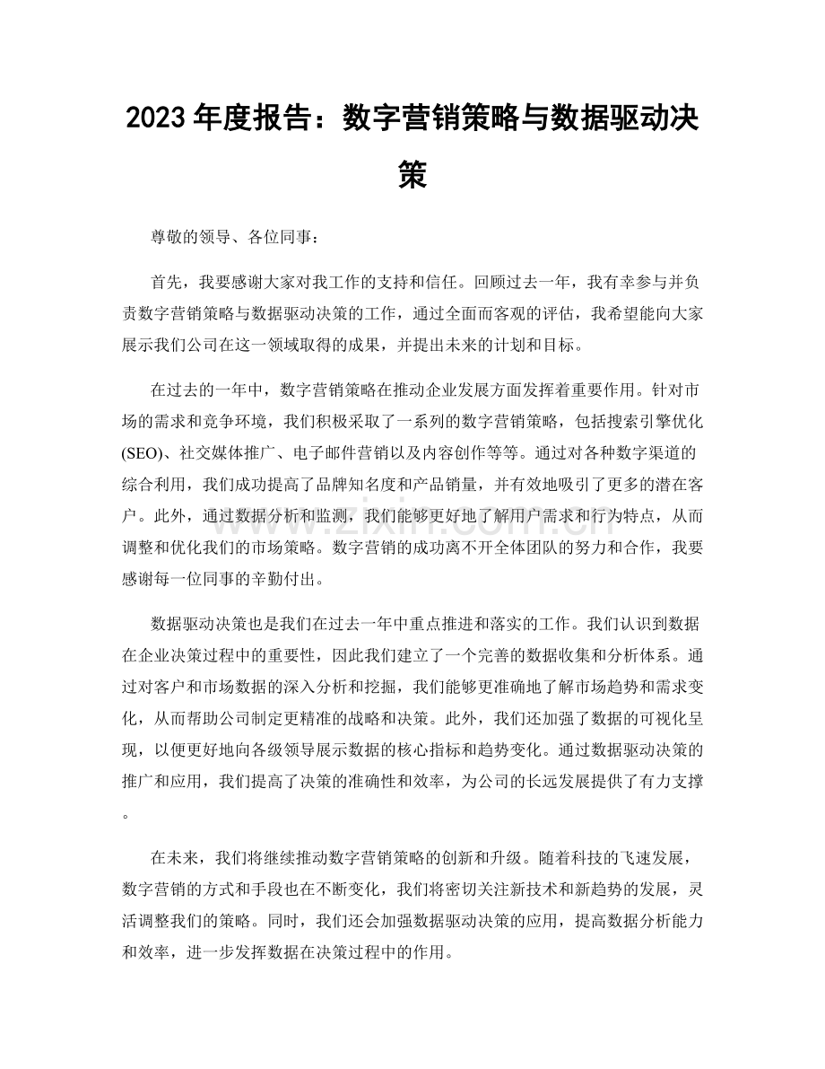 2023年度报告：数字营销策略与数据驱动决策.docx_第1页
