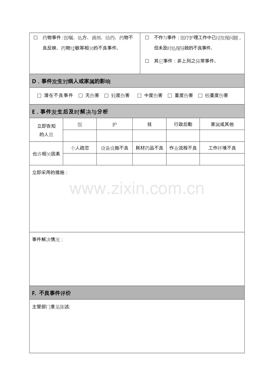医疗安全不良事件登记表格模板.doc_第2页