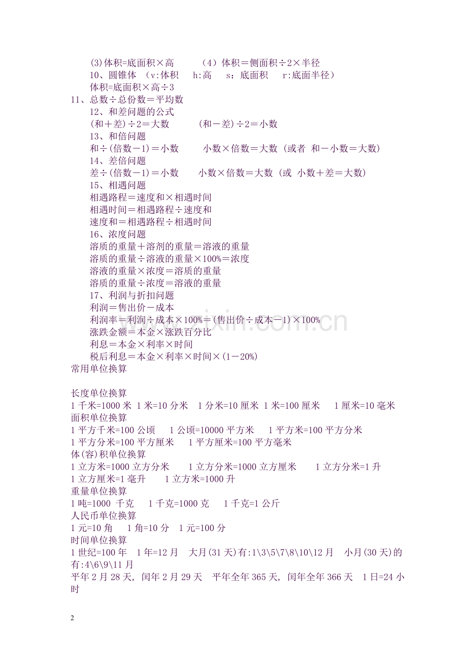 2018新人教版六年级数学总复习知识点归纳.doc_第2页
