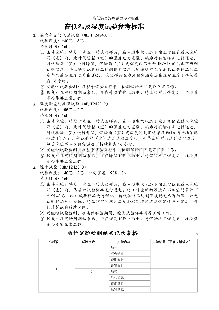 高低温及湿度试验参考标准.doc_第1页