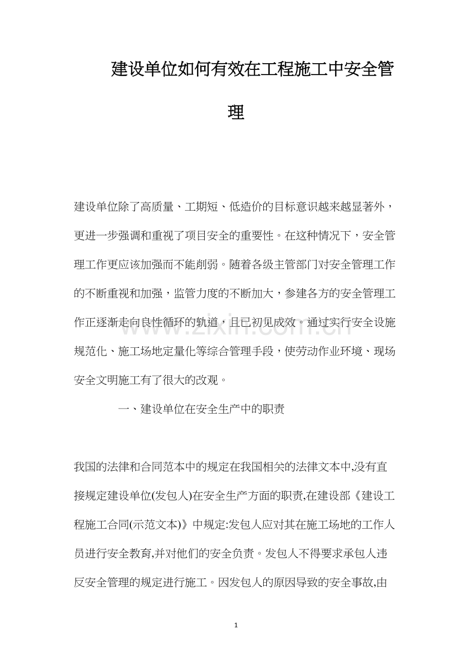 建设单位如何有效在工程施工中安全管理.docx_第1页