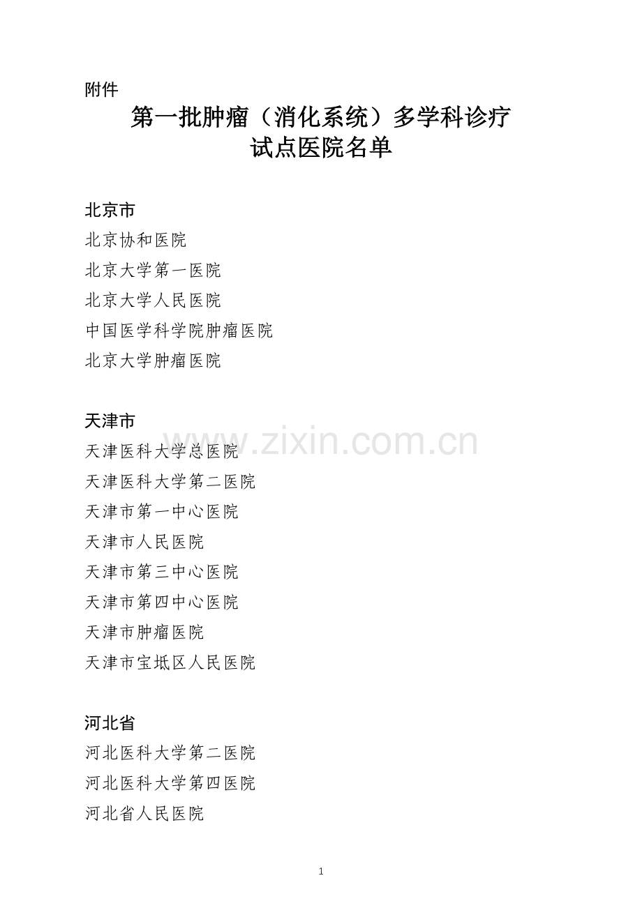 2018-12-04全国第一批肿瘤（消化系统）试点医院（231家）.docx_第1页