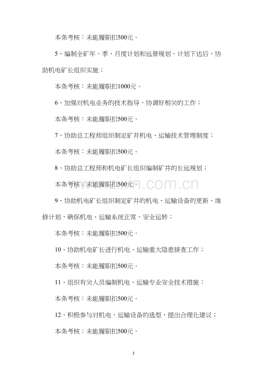 机电副总工程师安全生产岗位责任制及考核细则.docx_第2页