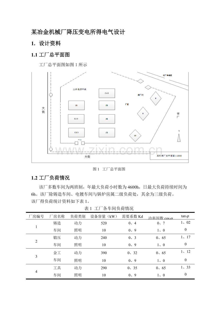 冶金机械厂降压变电所的电气设计.doc_第1页